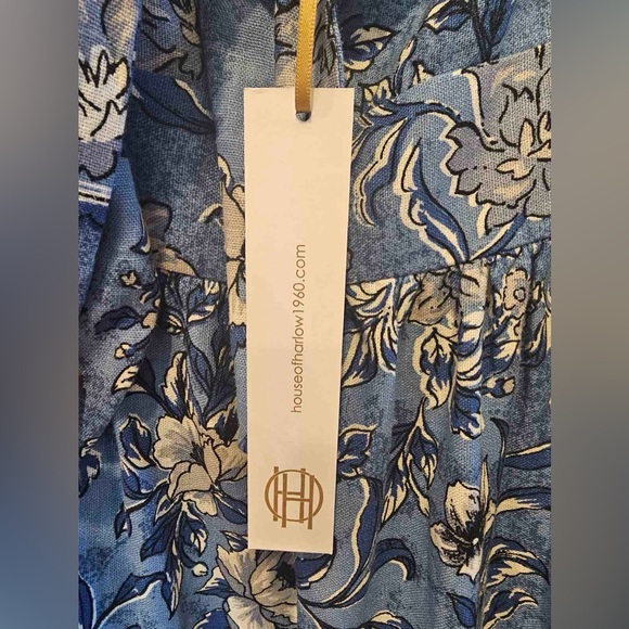 House of Harlow Dress Maxi Sz Small Spaghetti Strap Linen Blend Dress Front tie - Picture 5 of 9